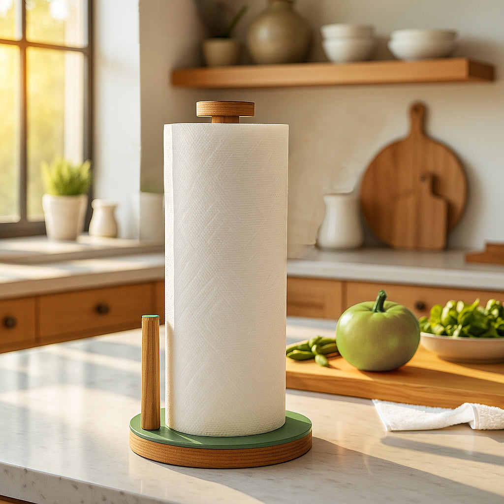 the paper towel keeper - oak/green