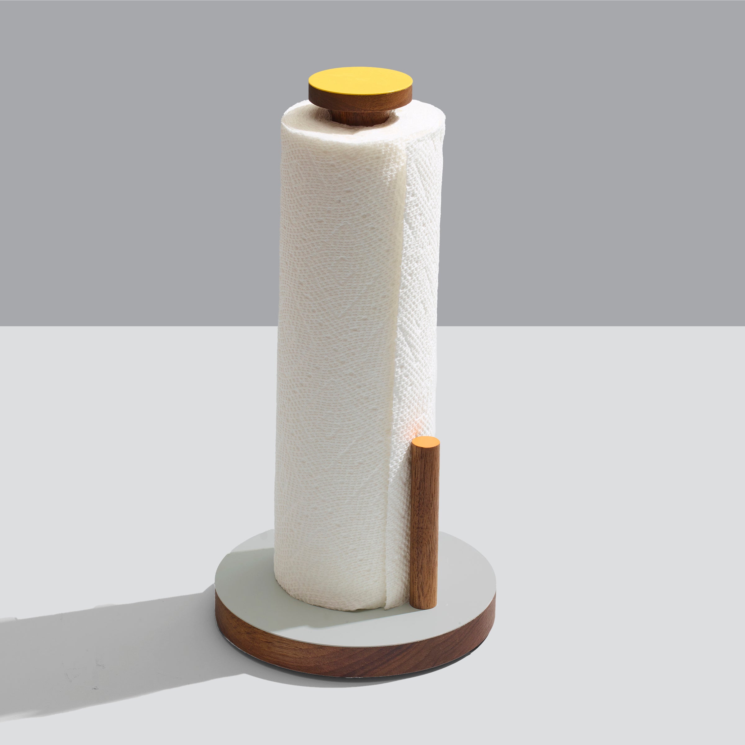 the paper towel keeper - walnut/gray