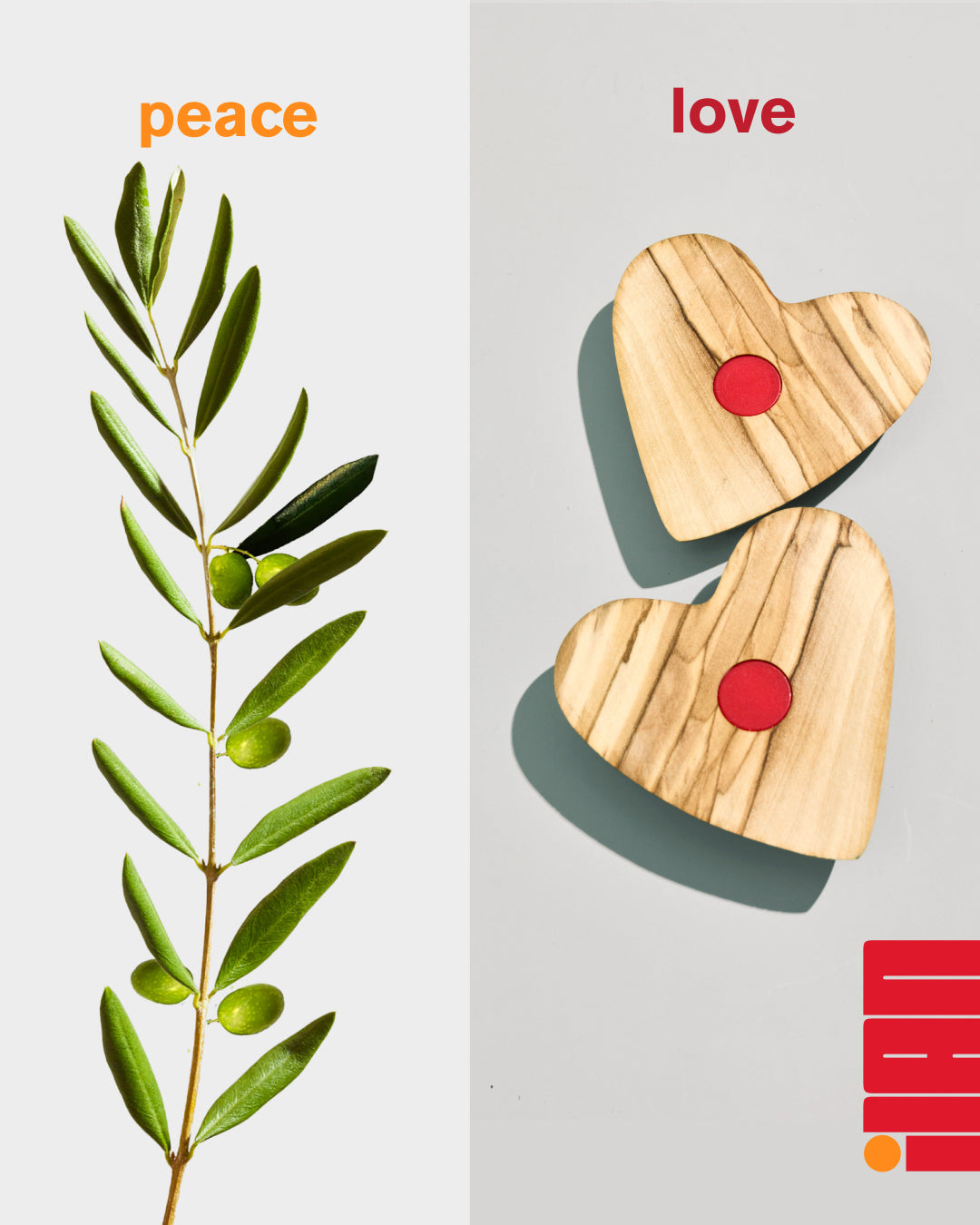 A magnetic olive wood heart