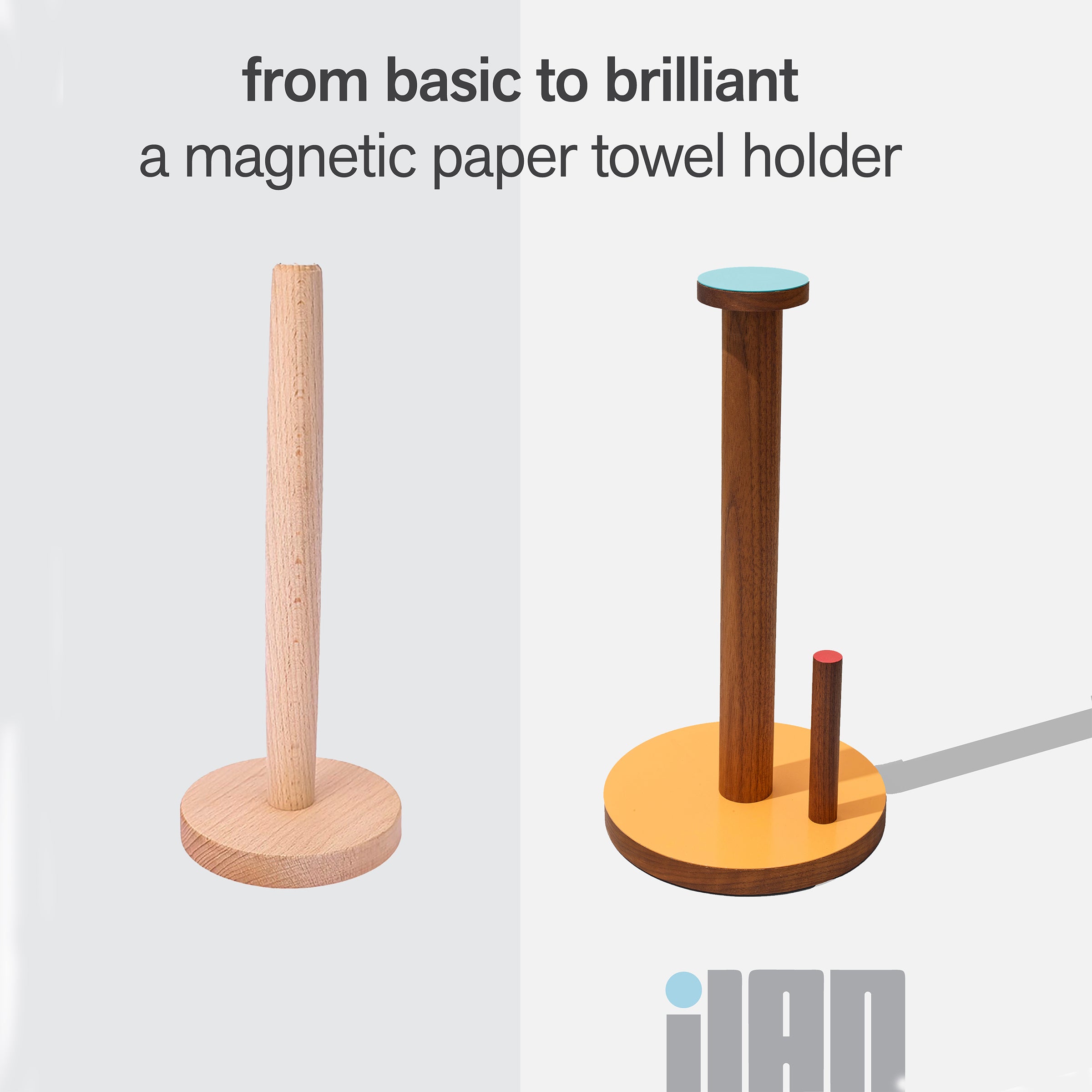 01-   the paper towel keeper - walnut/orange