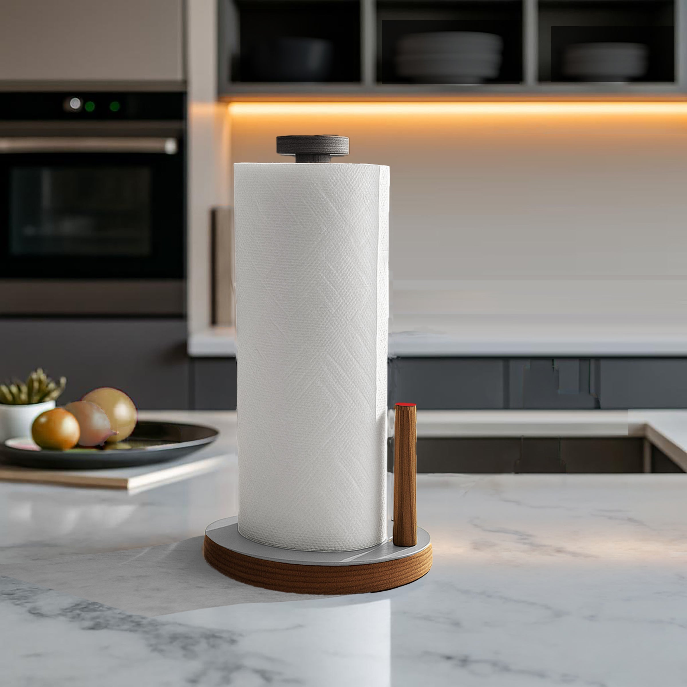 The Paper Towel Keeper - Walnut/Grey