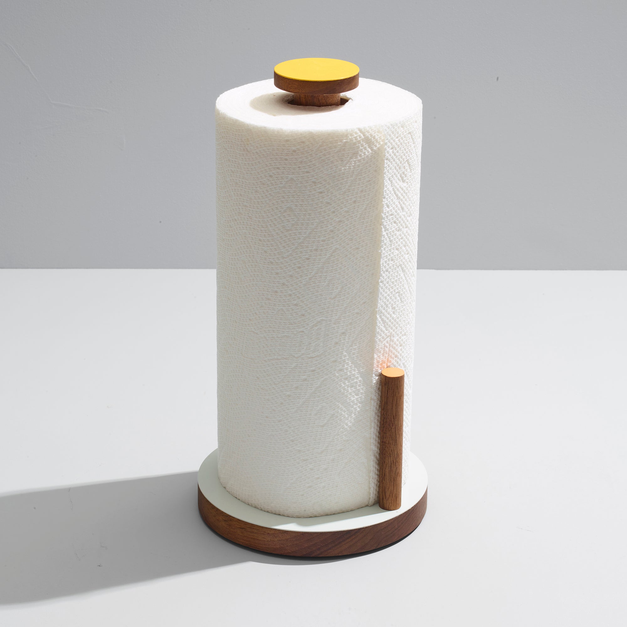 the paper towel keeper - walnut/gray
