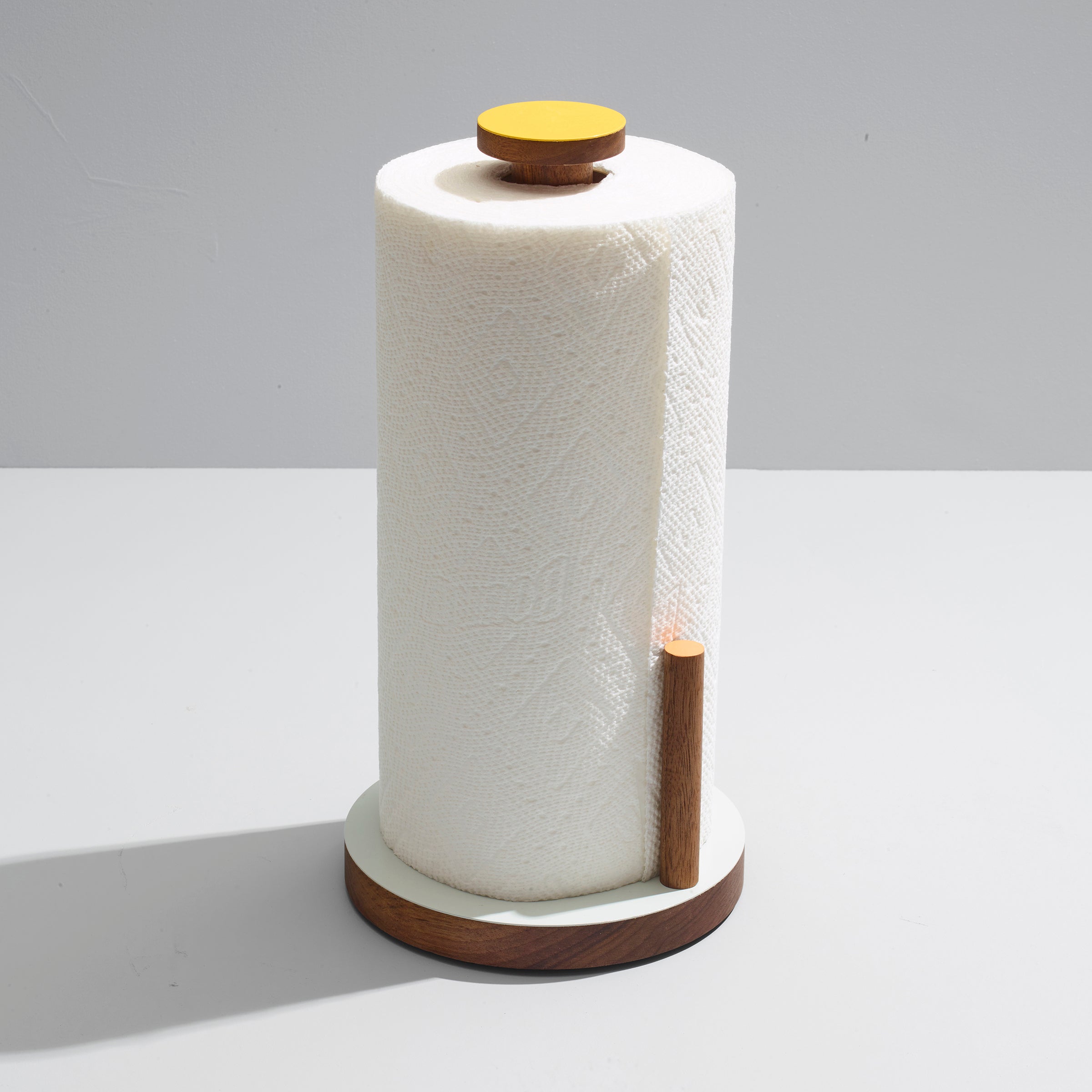 the paper towel keeper - walnut/gray