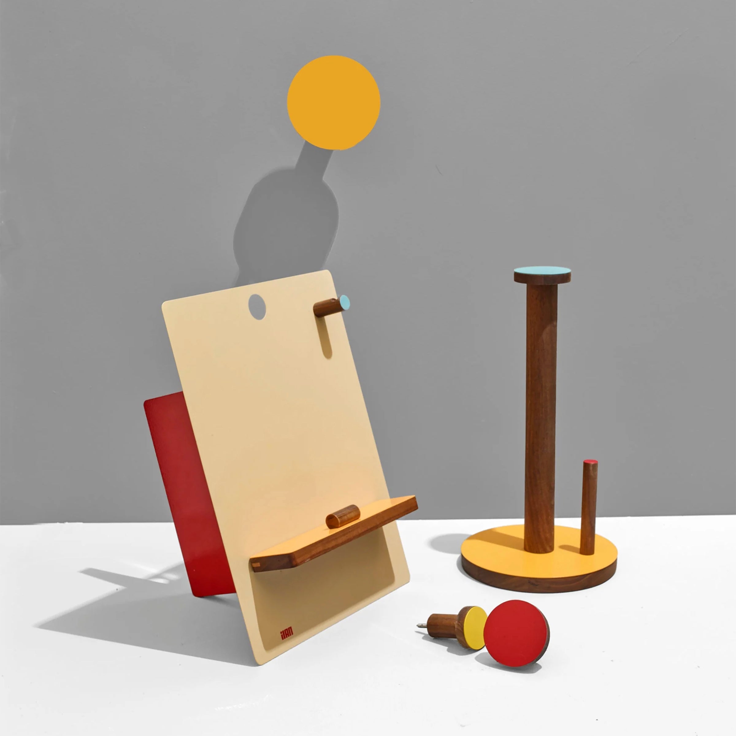 The Paper Towel Holder-Orange, The Easel-Beige, The Wall Hooks-Orange