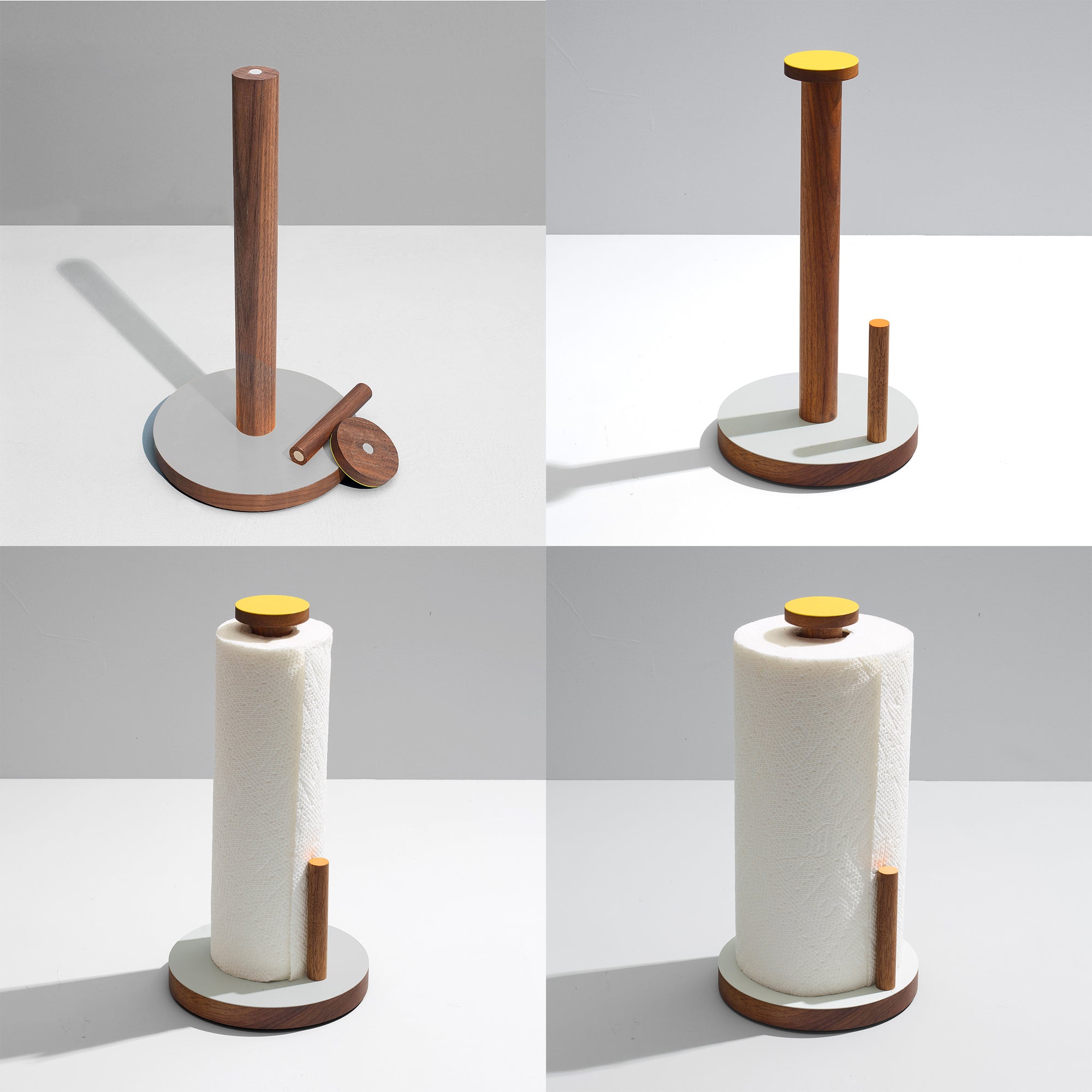 the paper towel keeper - walnut/gray