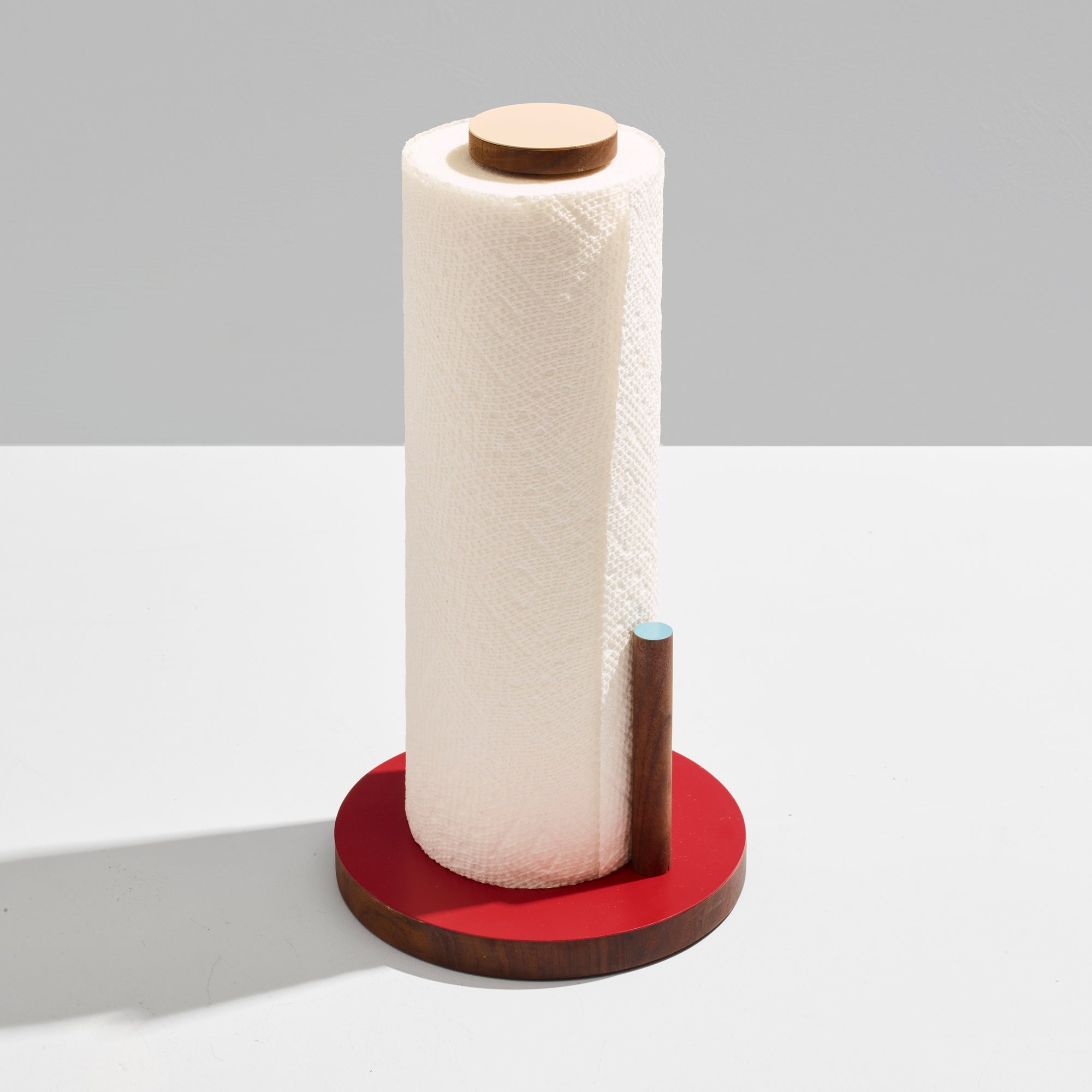 04-the paper towel keeper - walnut/red