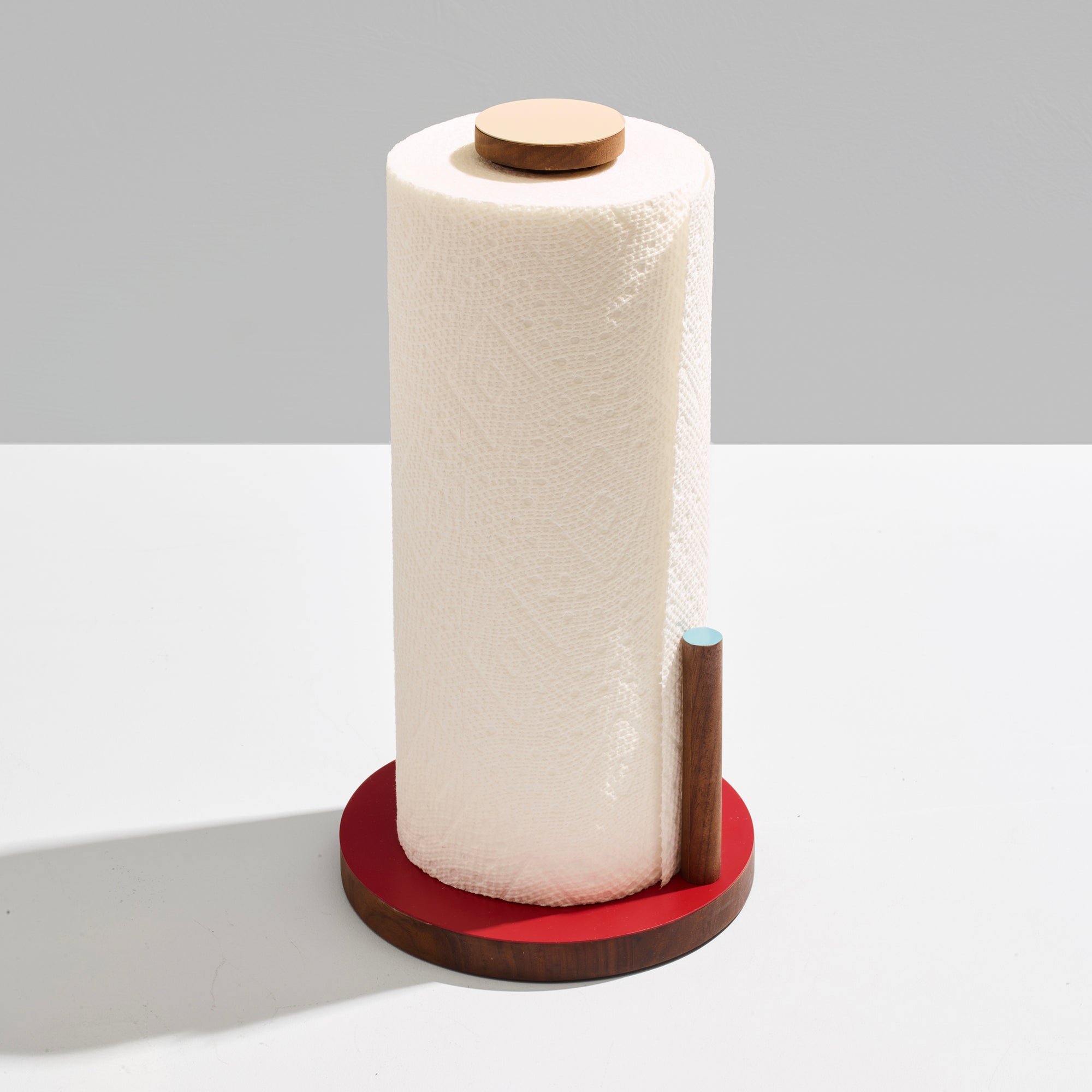 04-the paper towel keeper - walnut/red