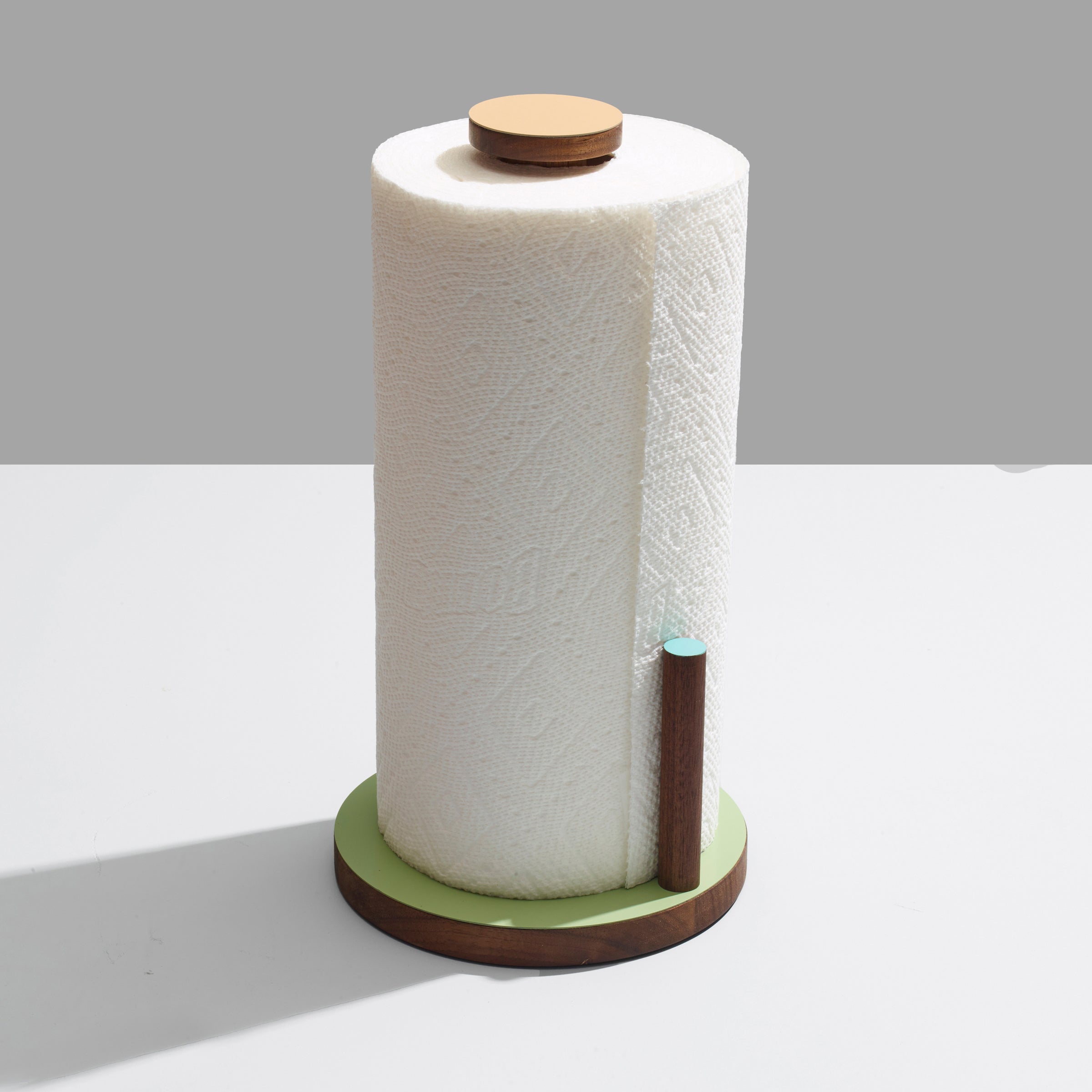 the paper towel keeper - walnut/green