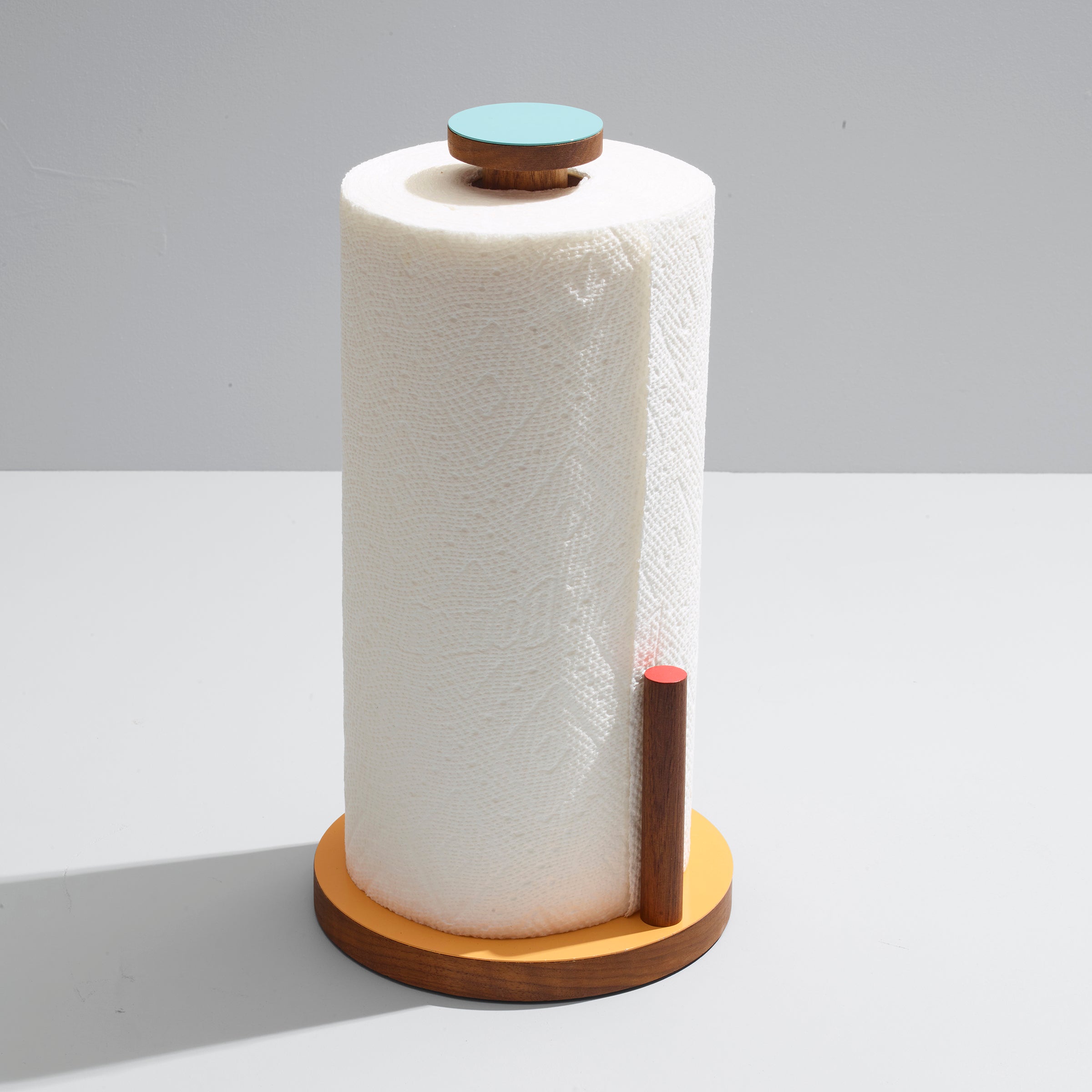 01-the paper towel keeper - walnut/orange