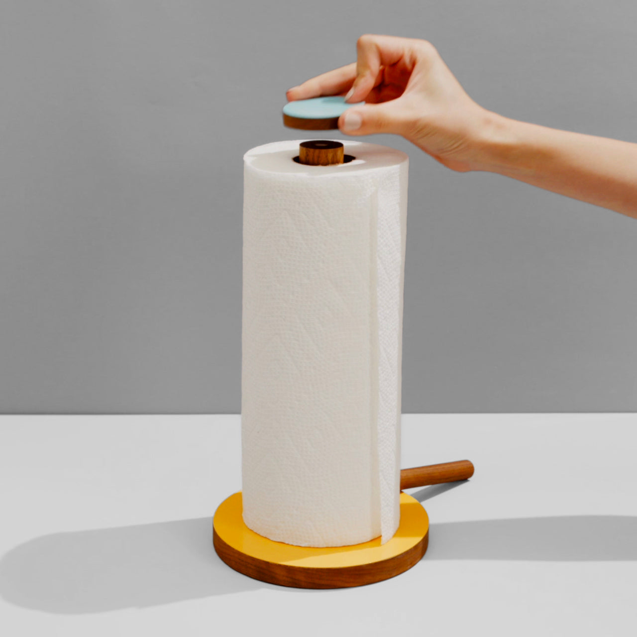 01-the paper towel keeper - walnut/orange