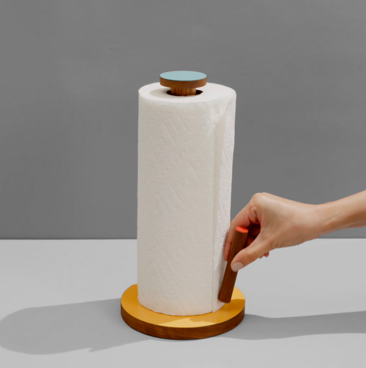 01-the paper towel keeper - walnut/orange
