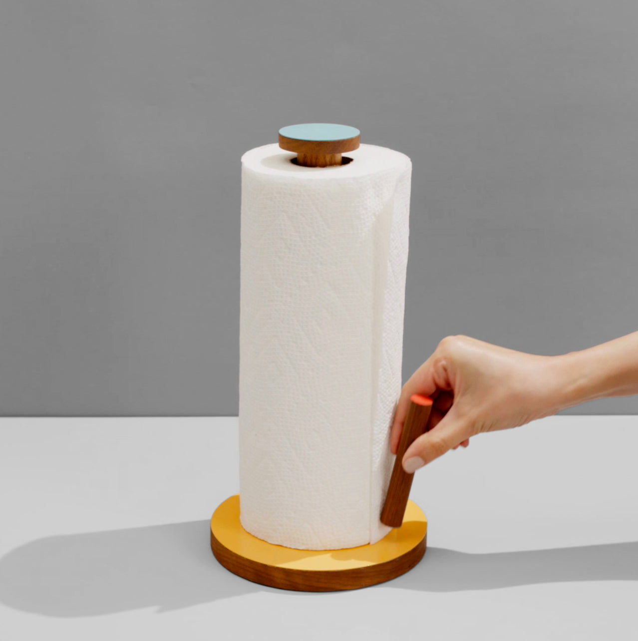 01-the paper towel keeper - walnut/orange