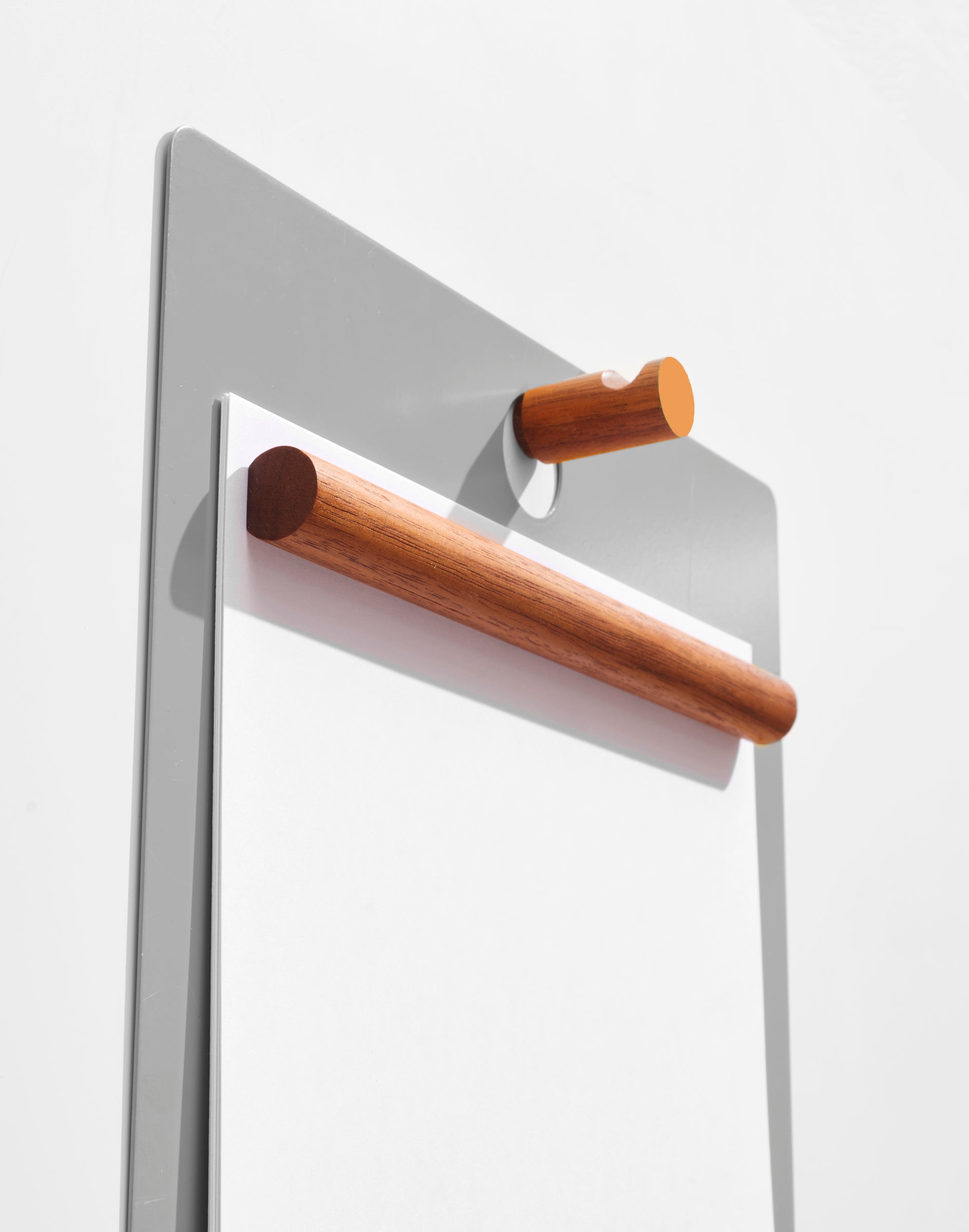 The Magnetic Board - gray + Five Magnetic Hooks - oranges