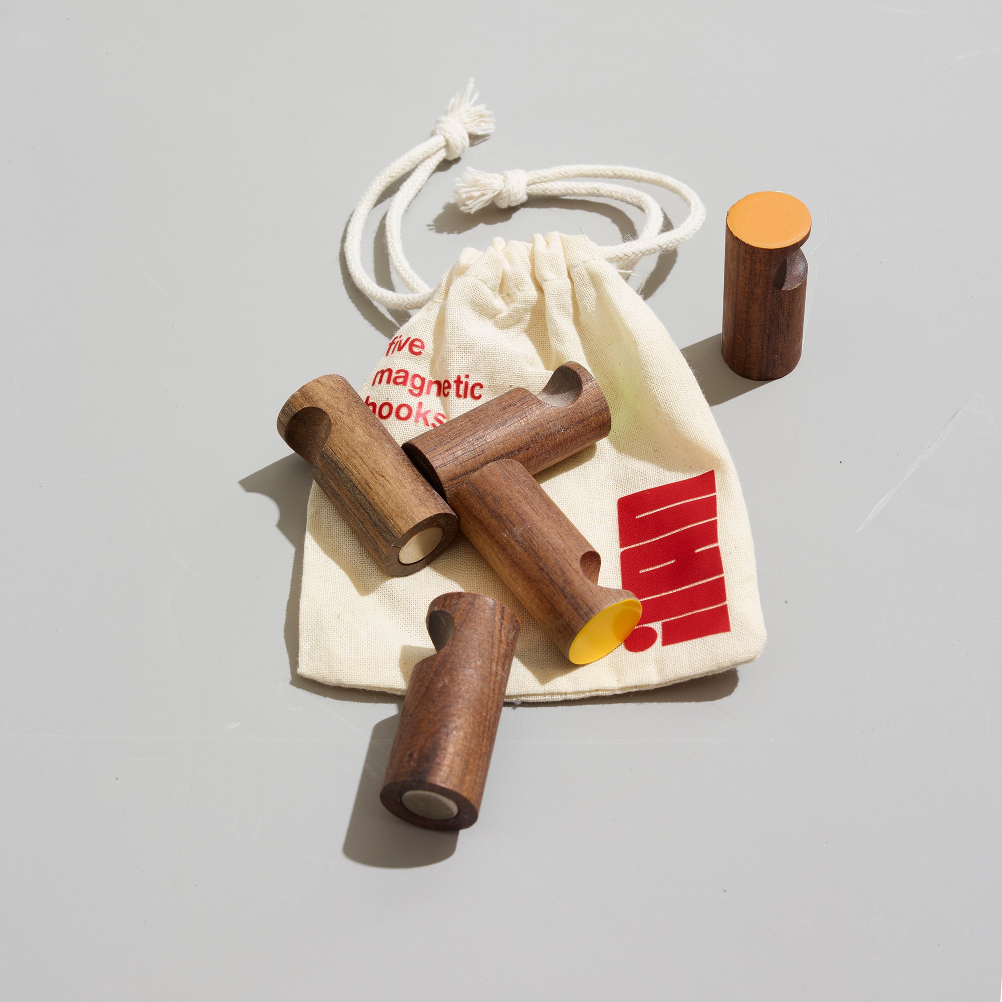 23-Five Magnetic Hooks - oranges